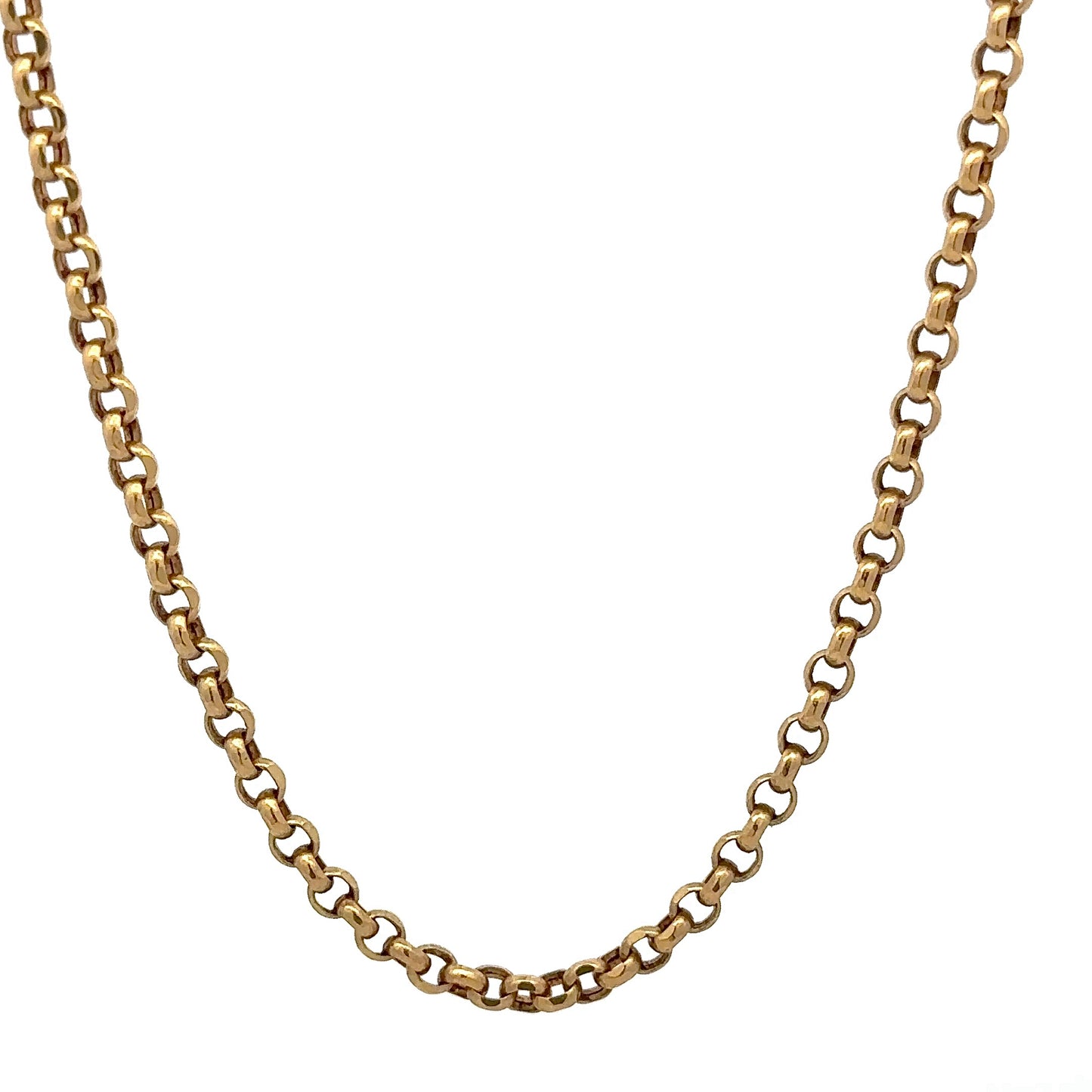 hanging yellow gold rolo style chain