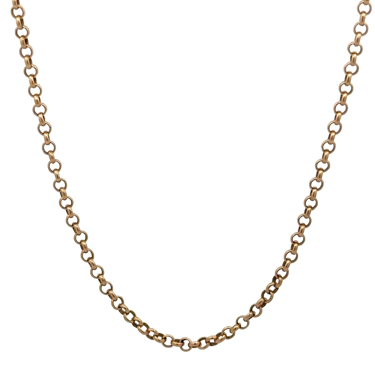 Hanging yellow gold rolo style chain