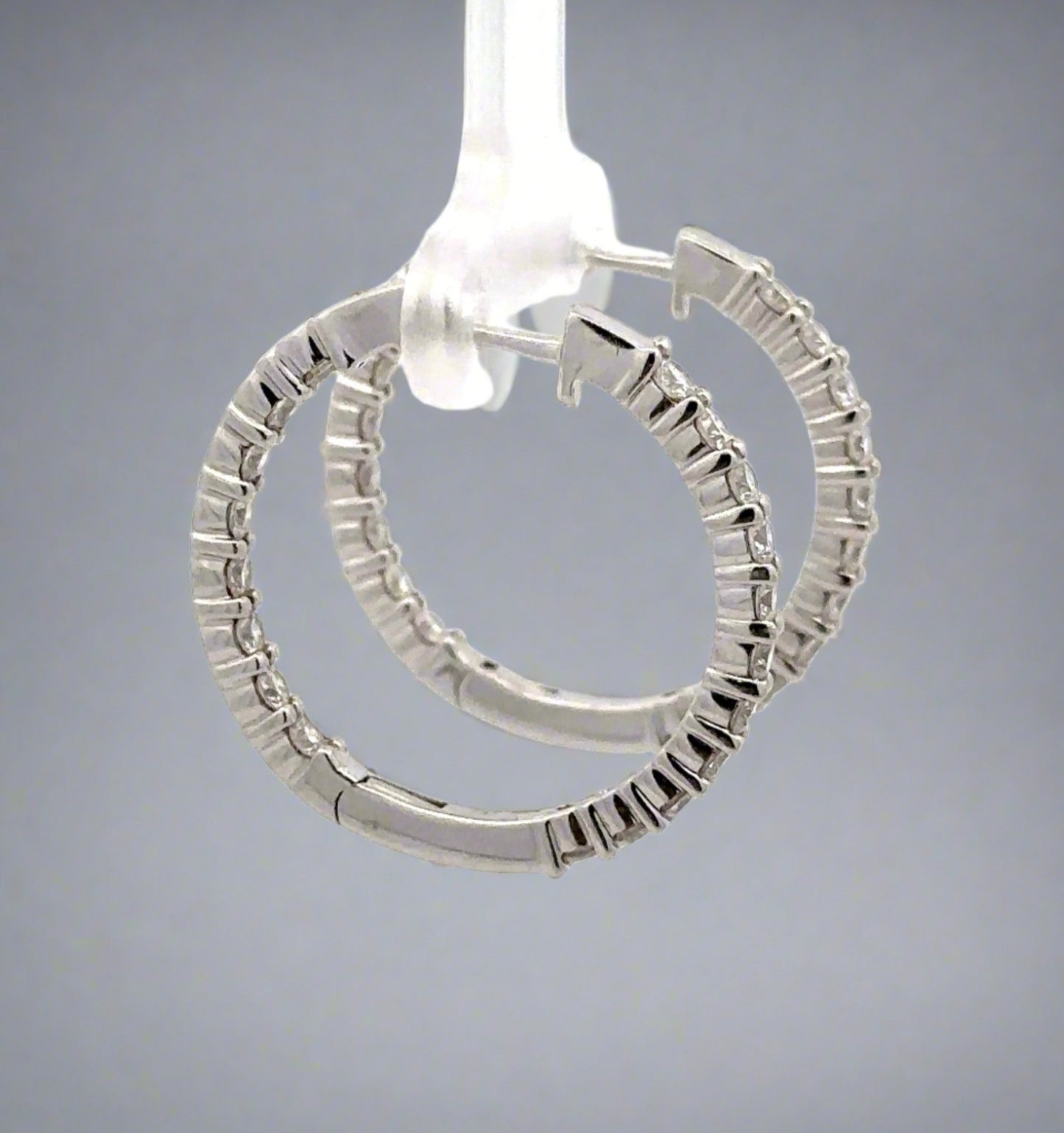 Side of white gold diamond hoops