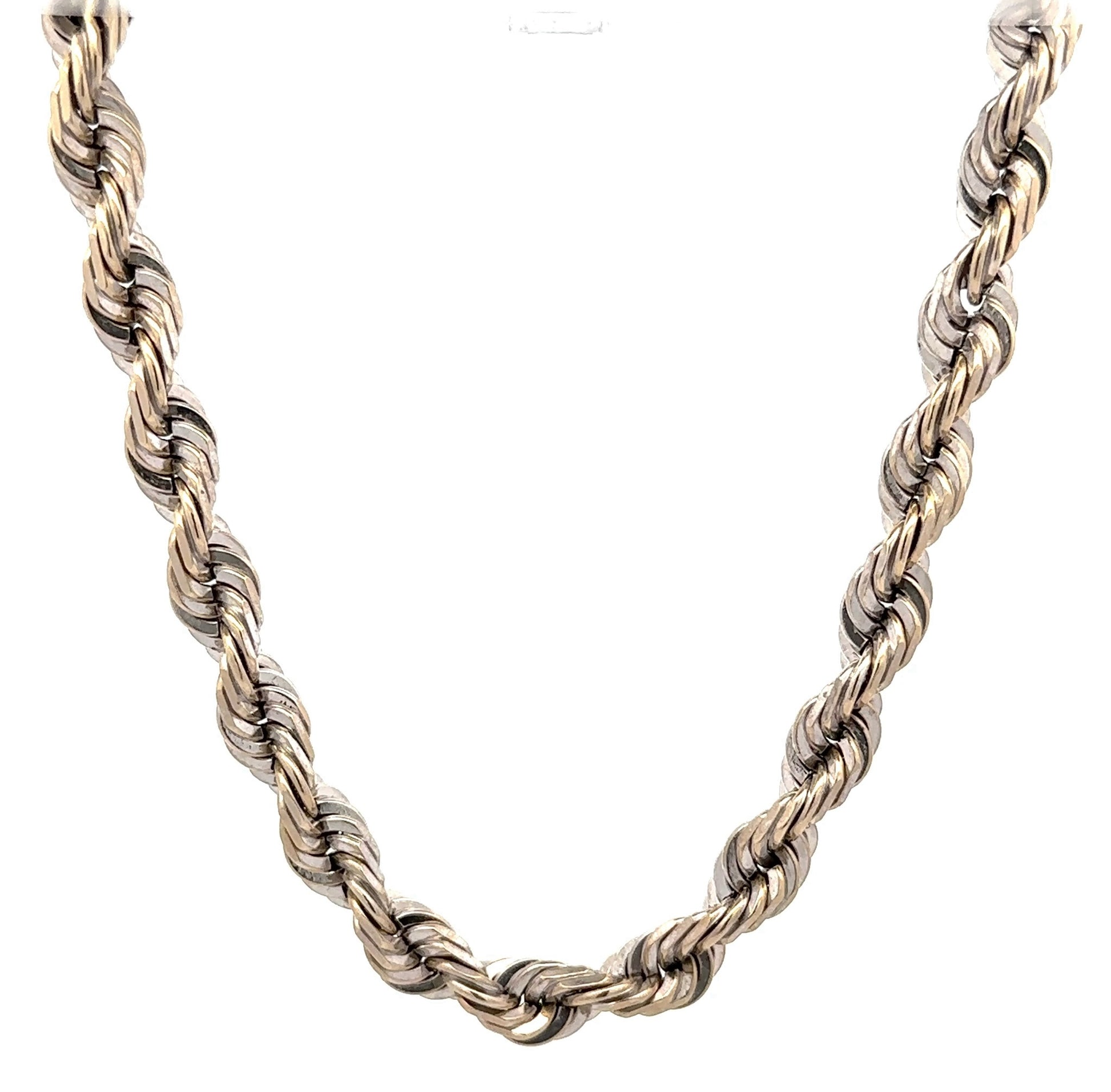 hanging photo of solid white gold rope chain