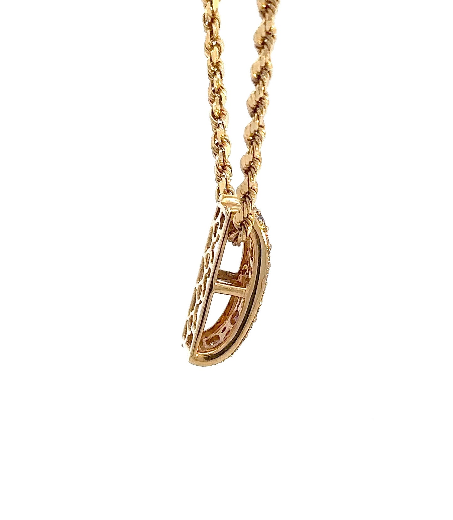 side of yellow gold pendant
