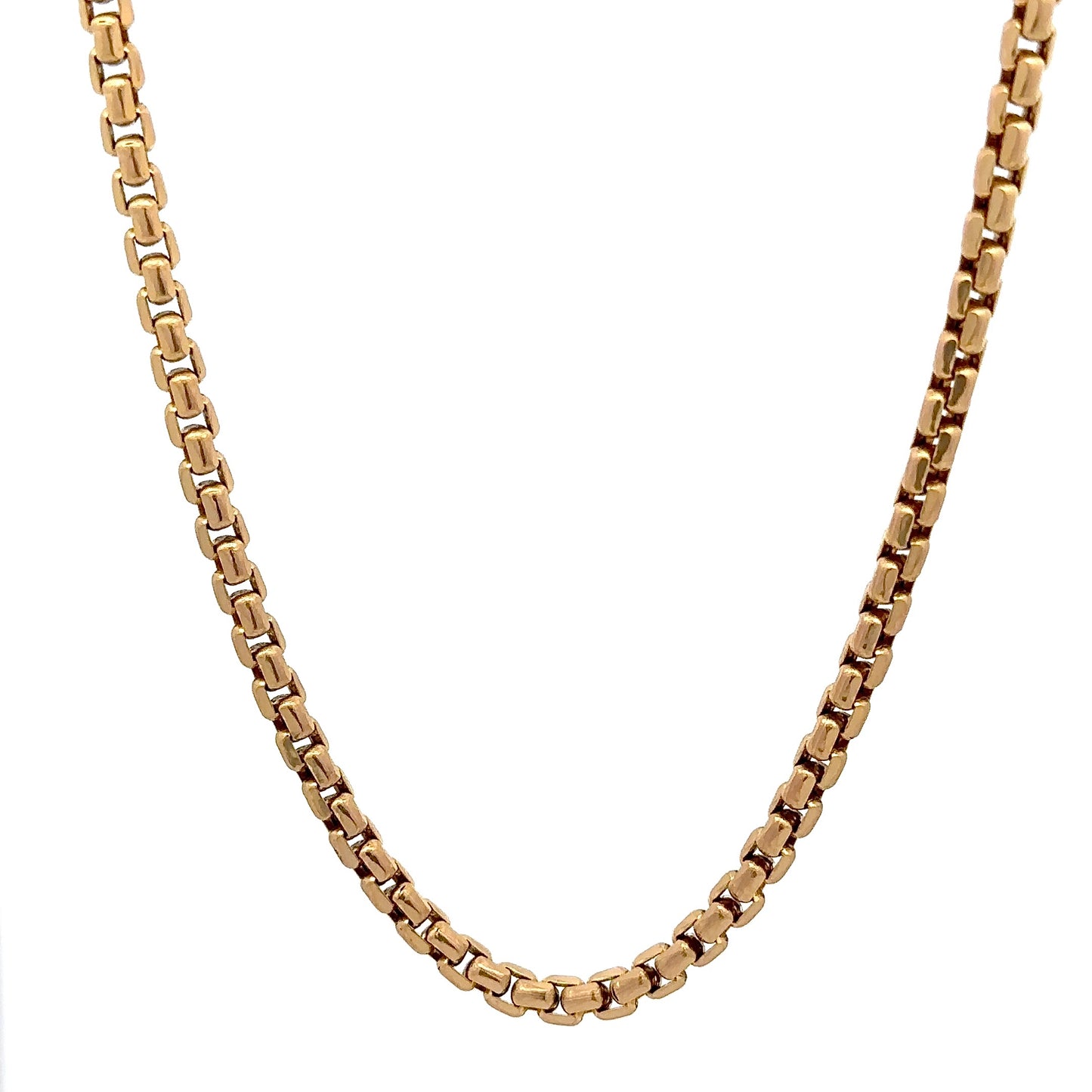 Hanging yellow gold rolo chain