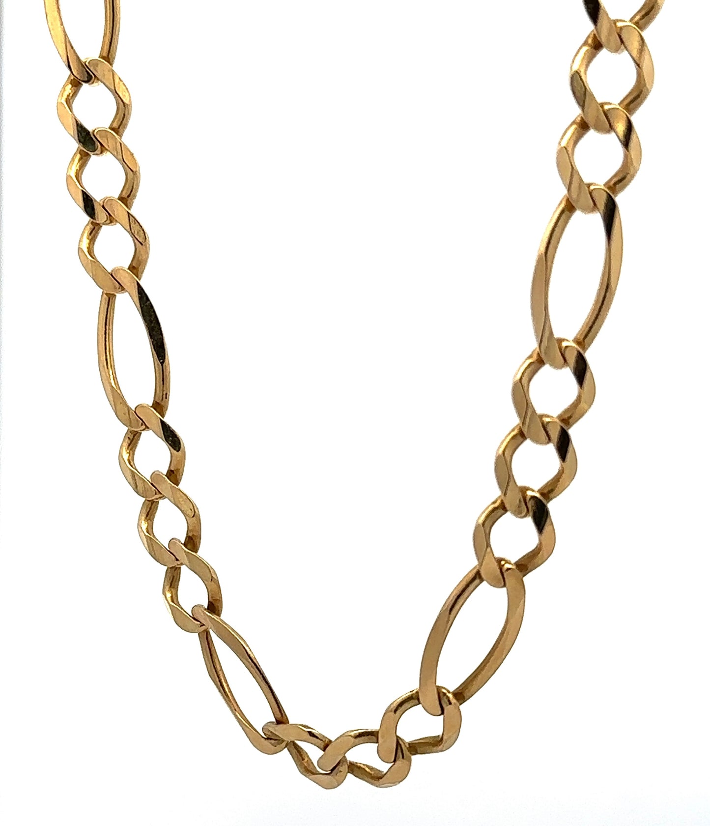 hanging yellow gold figaro link chain