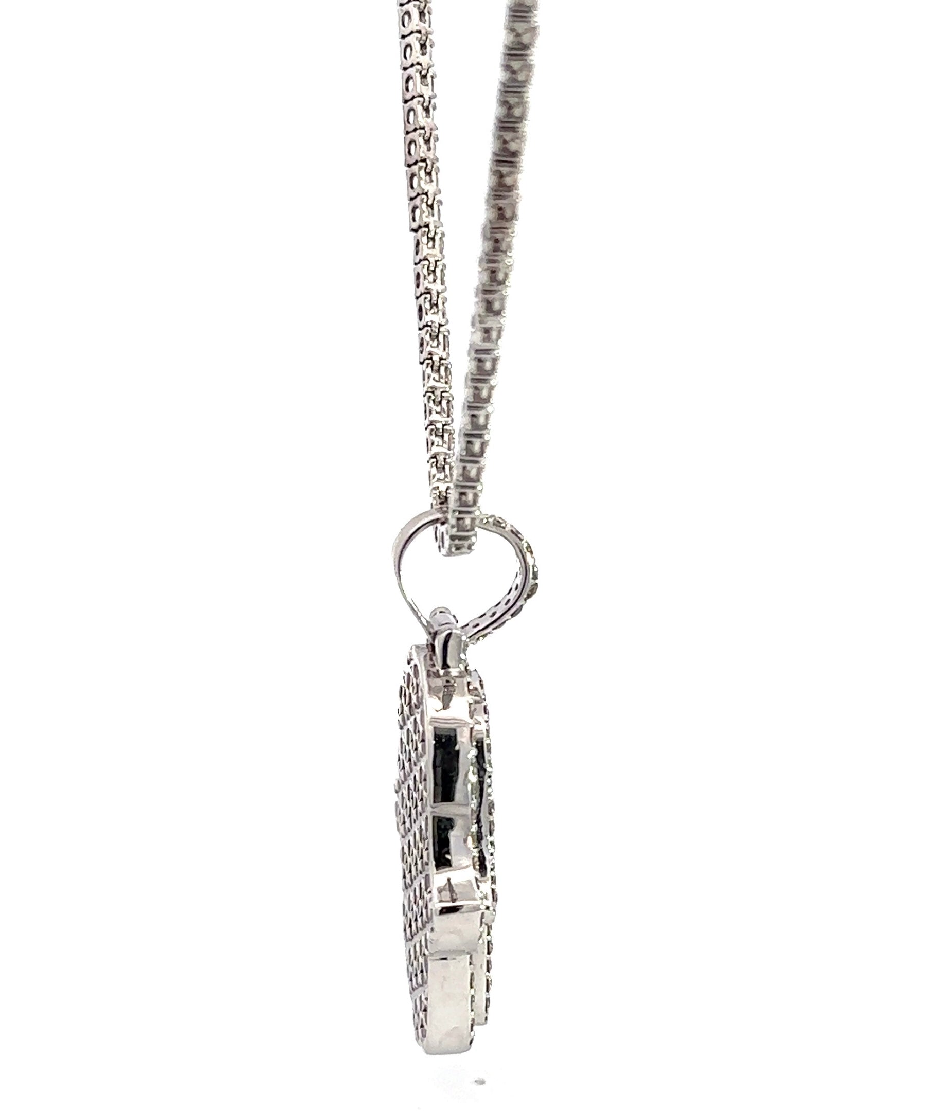side of diamond chain and pendant with round bail