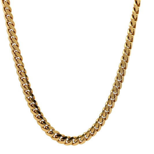 Hanging yellow gold cuban link chain 5mm thick