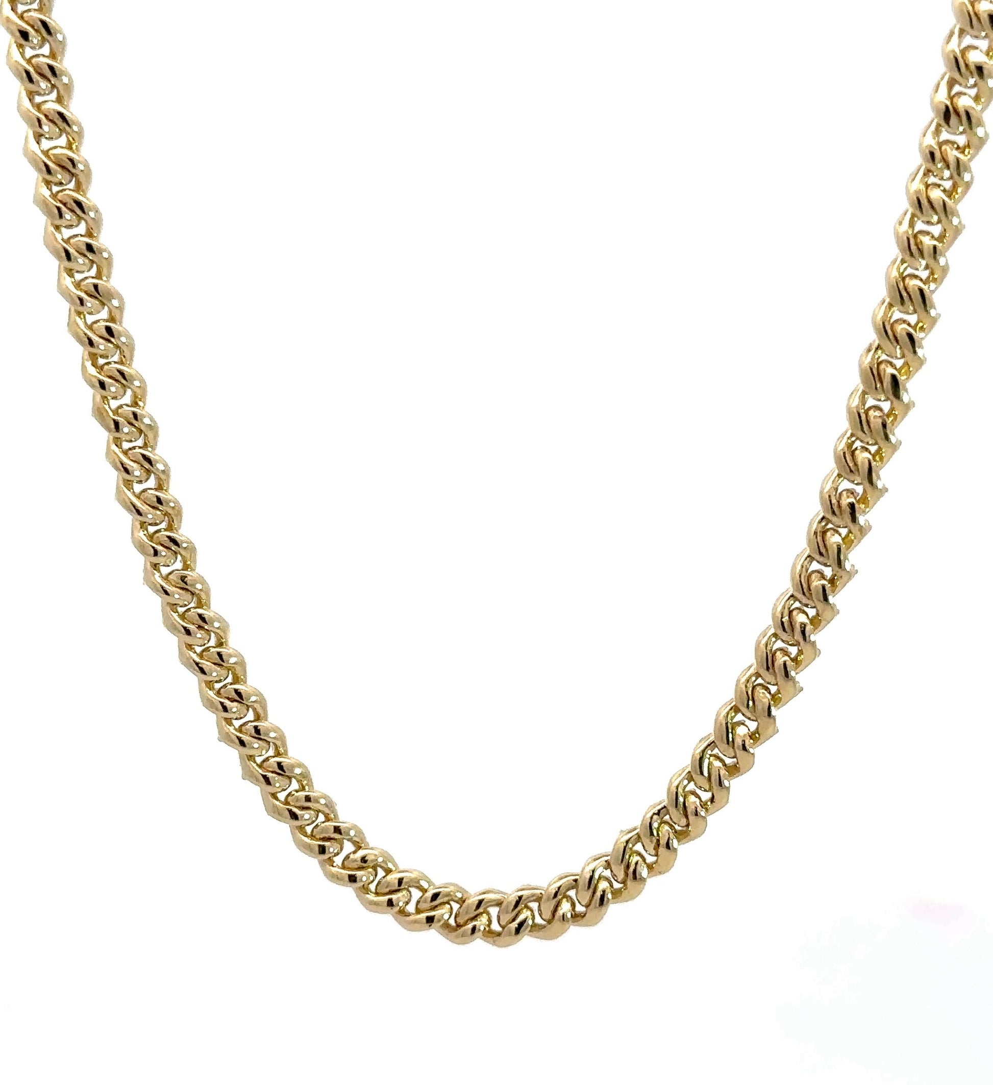 Back of yellow gold cuban chain with no diamonds
