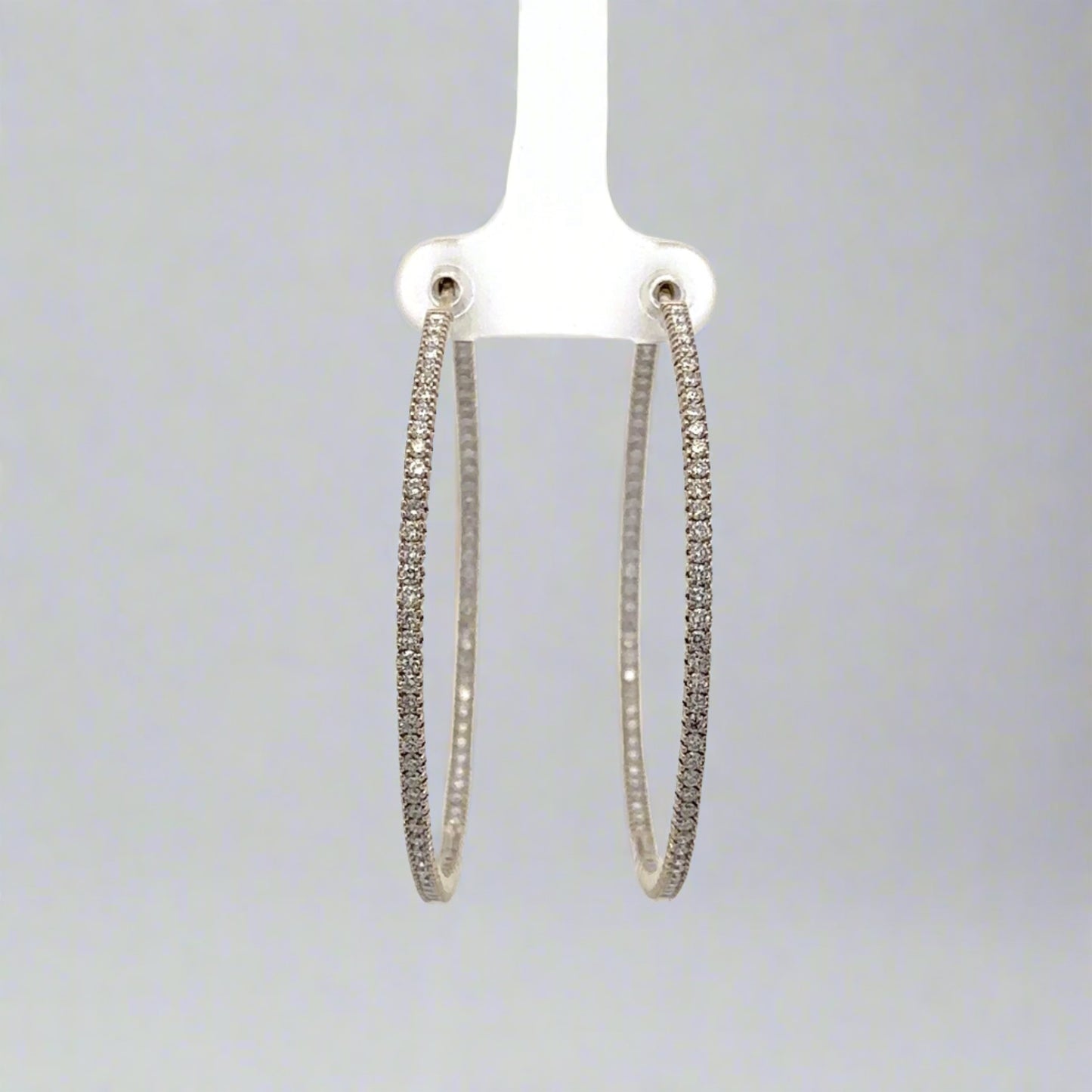 Front of white gold diamond hoops