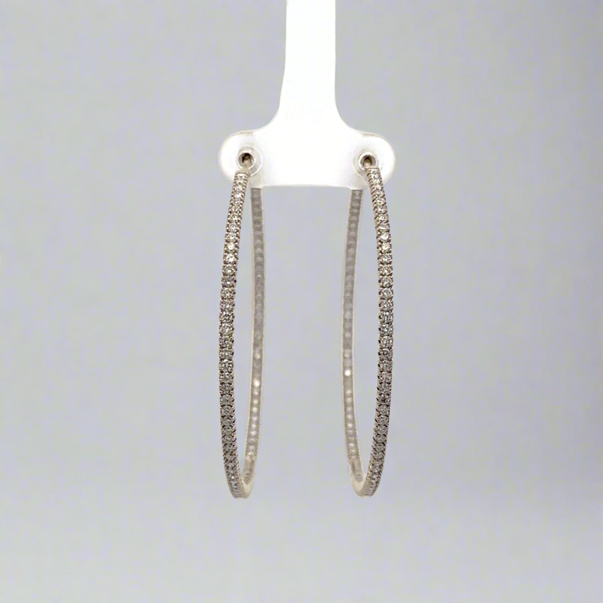 Front of white gold diamond hoops