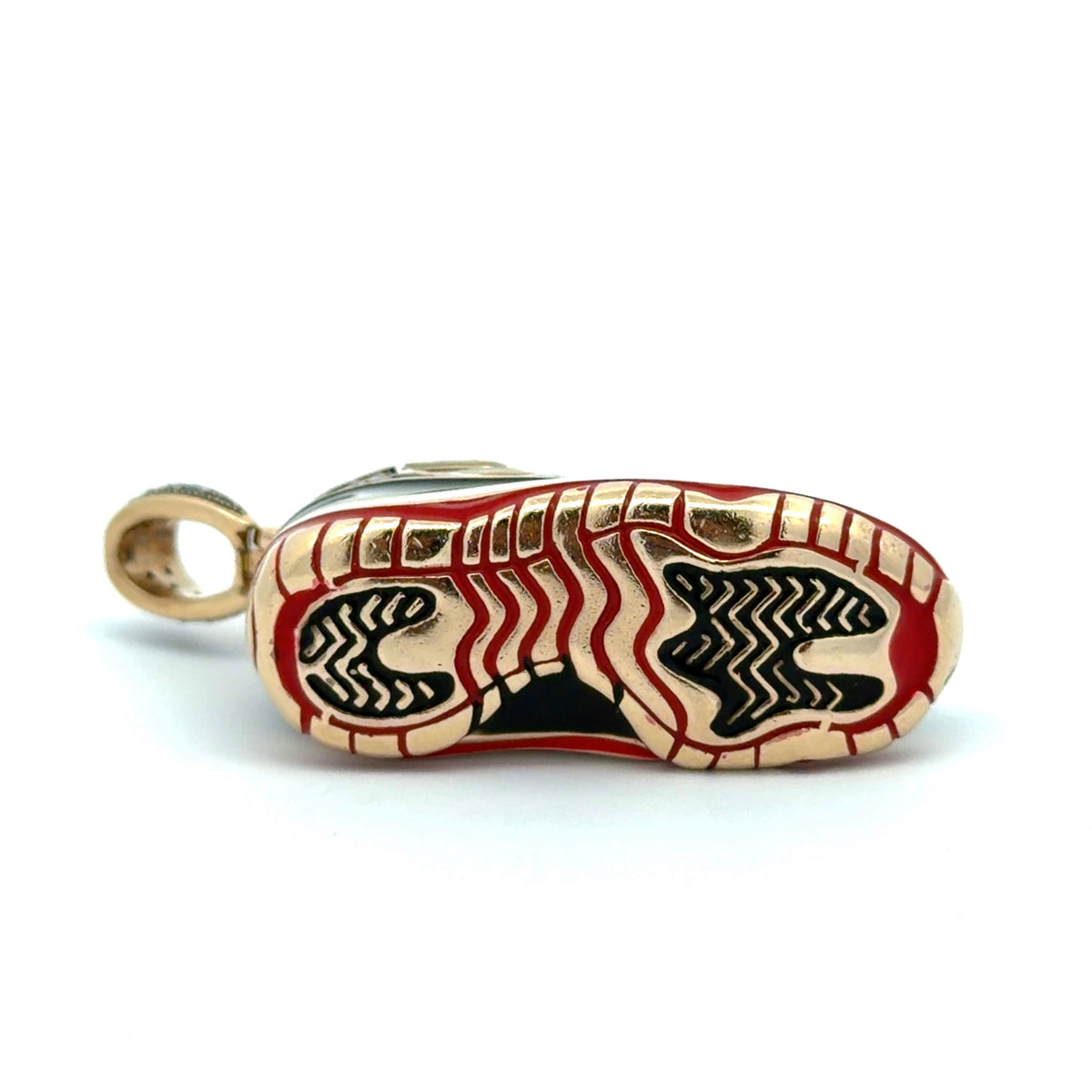 10K yellow gold black diamond sneaker-shaped pendant