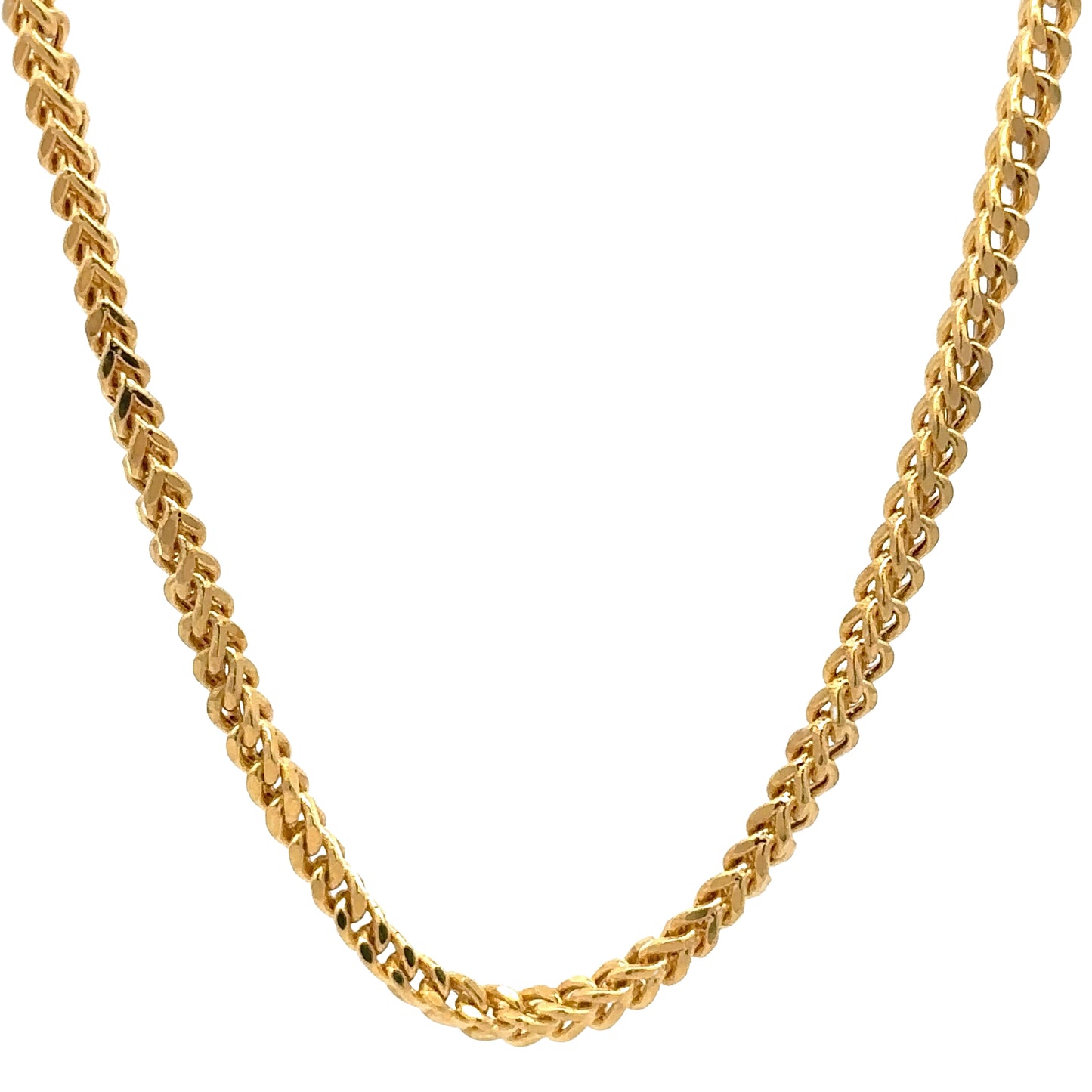Hanging yellow gold square Franco chain