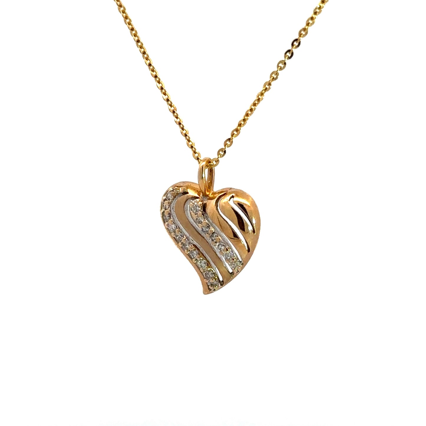 diagonal view of heart necklace