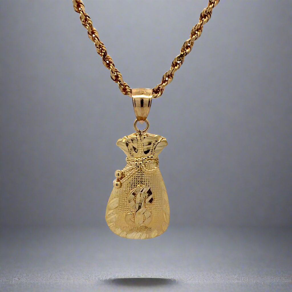 10K Yellow Gold Money Bag Rope Unisex Necklace – Steve's