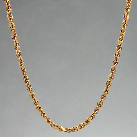 hanging yellow gold rope chain