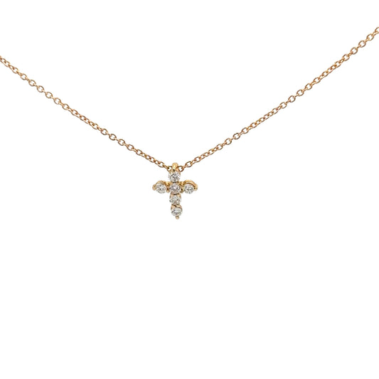 Front of mini diamond cross necklace
