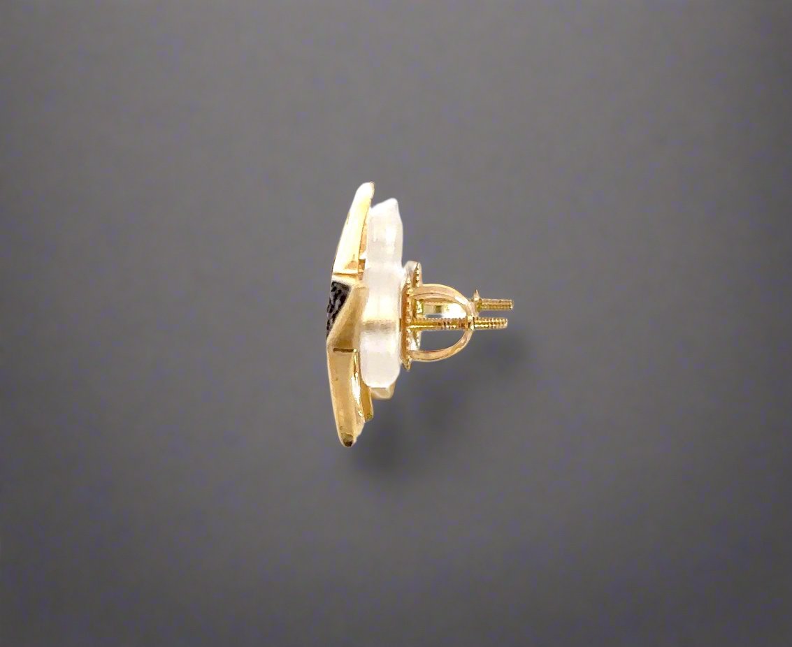 10K Yellow Gold .35TCW Black Diamond Star Unisex Stud Earrings