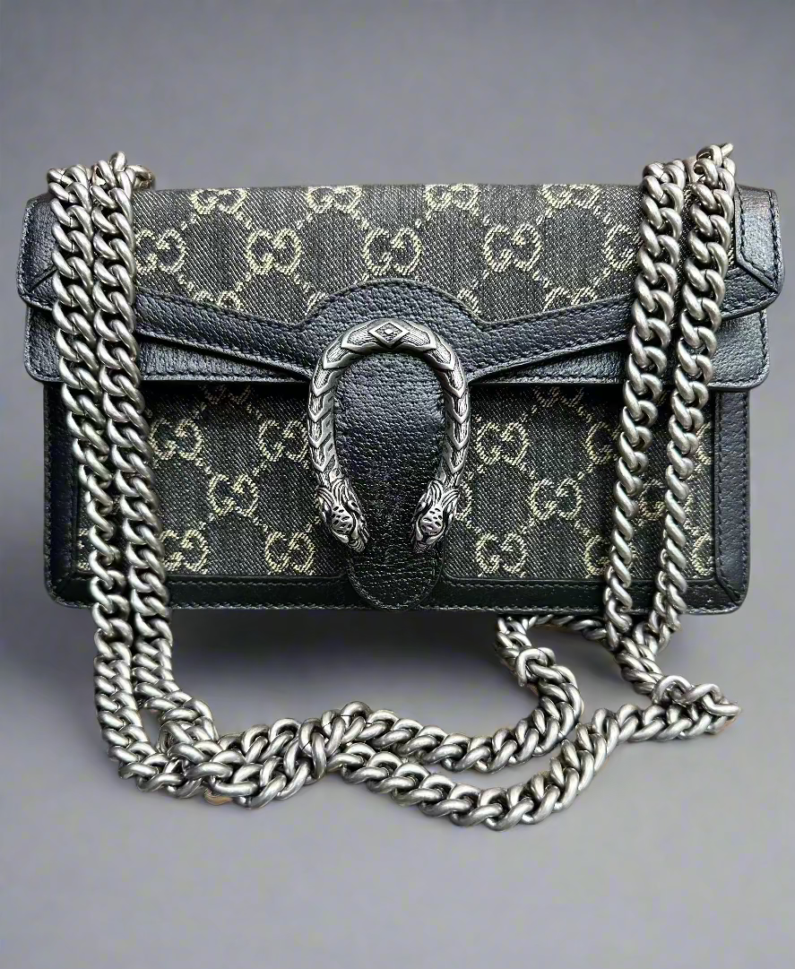 Gucci Jacquard Black Denim GG Monogram Small Dionysus Handbag – Mr