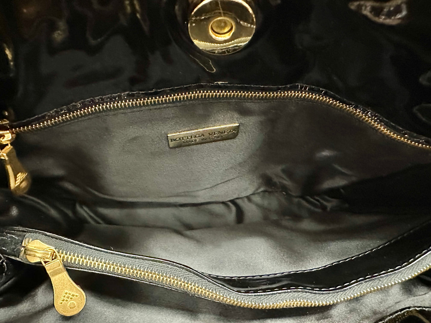 Close up of black interior pocket