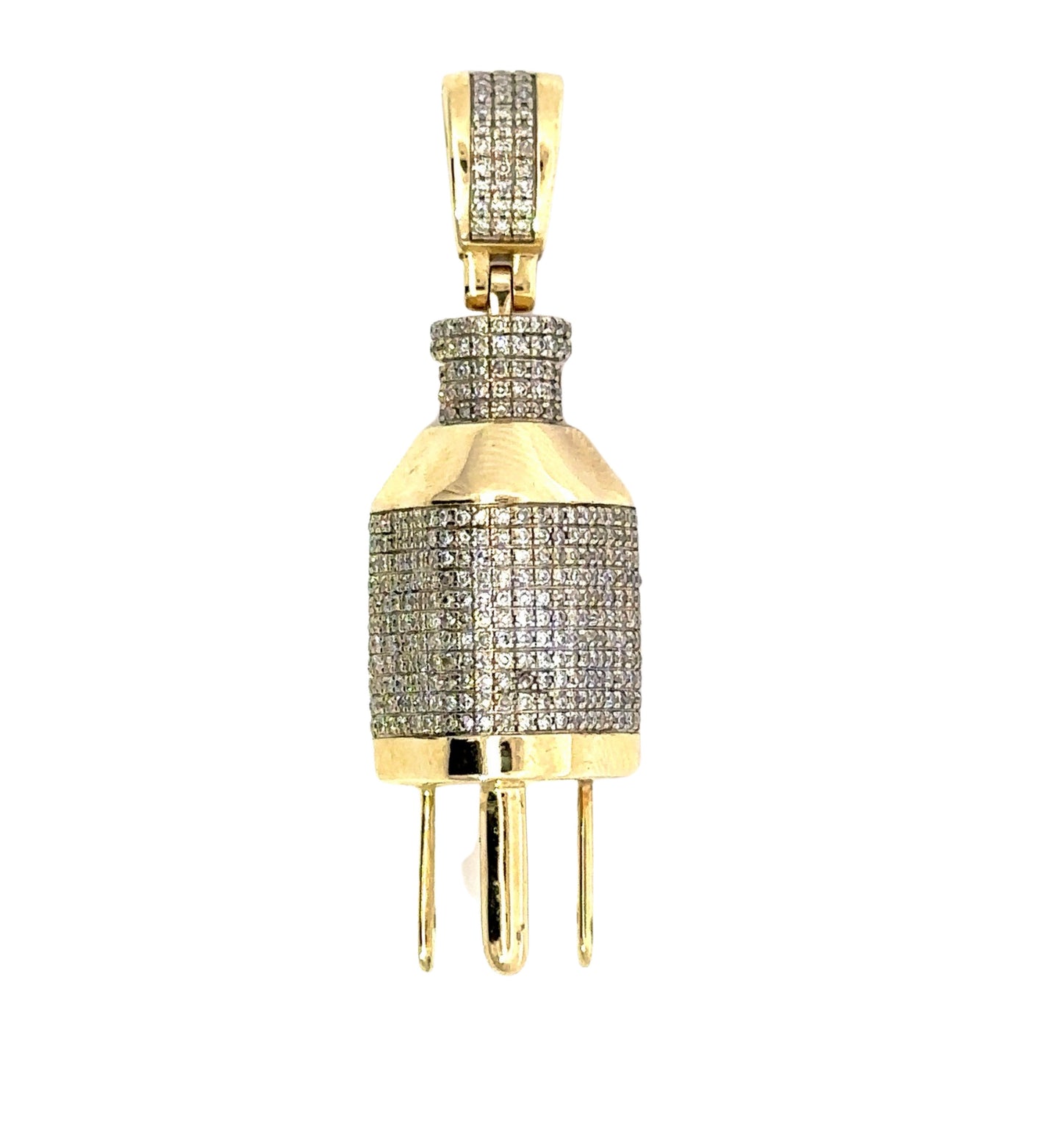 Top of yellow gold diamond plug pendant