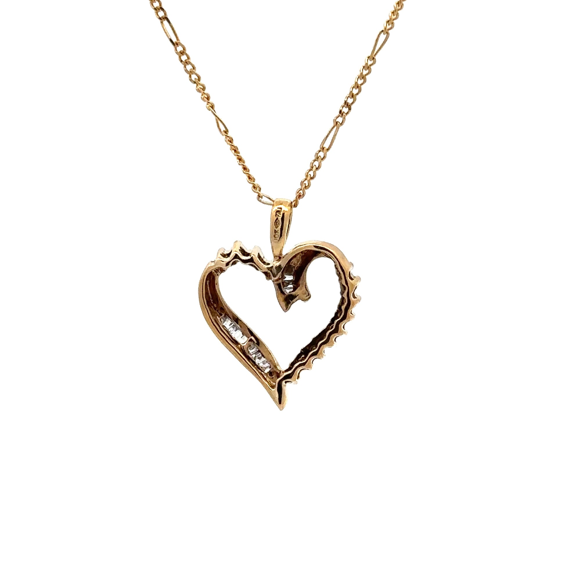 back of yellow gold heart with 10K stamp