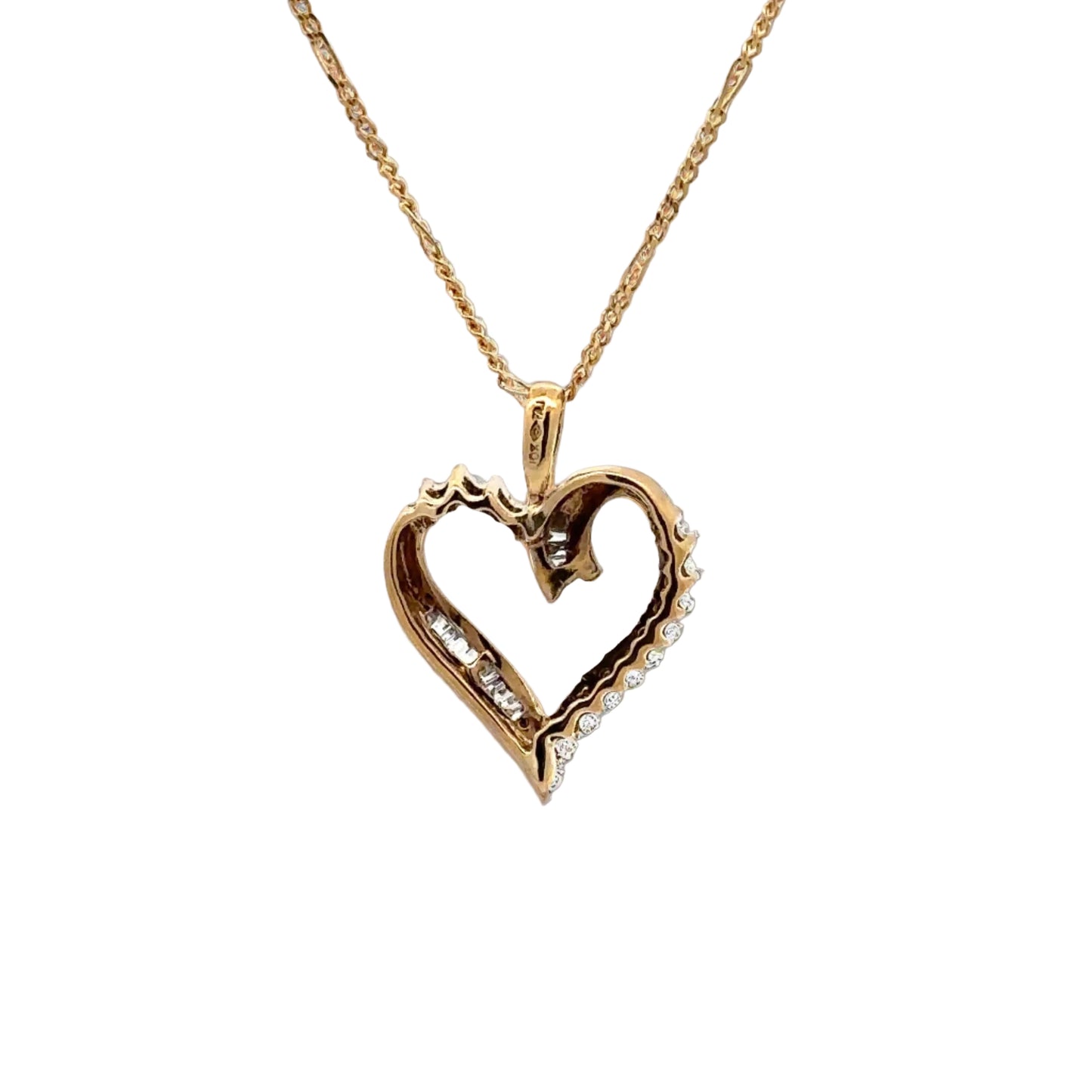 back of yellow gold heart with 10K stamp