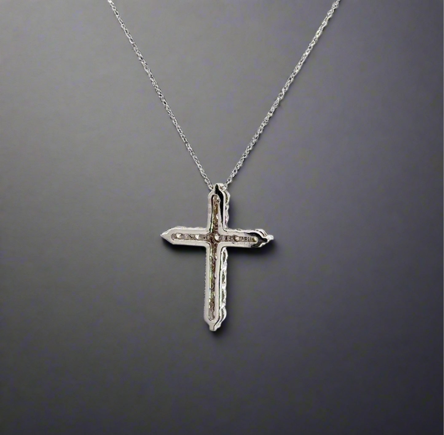 back of white gold cross
