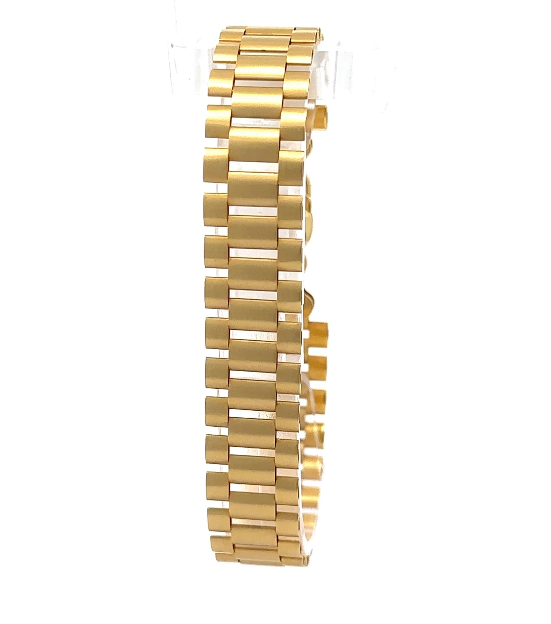 front of yellow gold rolex bracelet