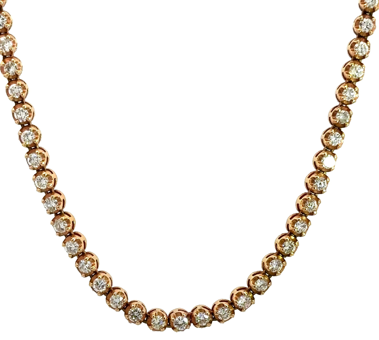 Hanging Rose Gold Diamond Necklace with round diamonds