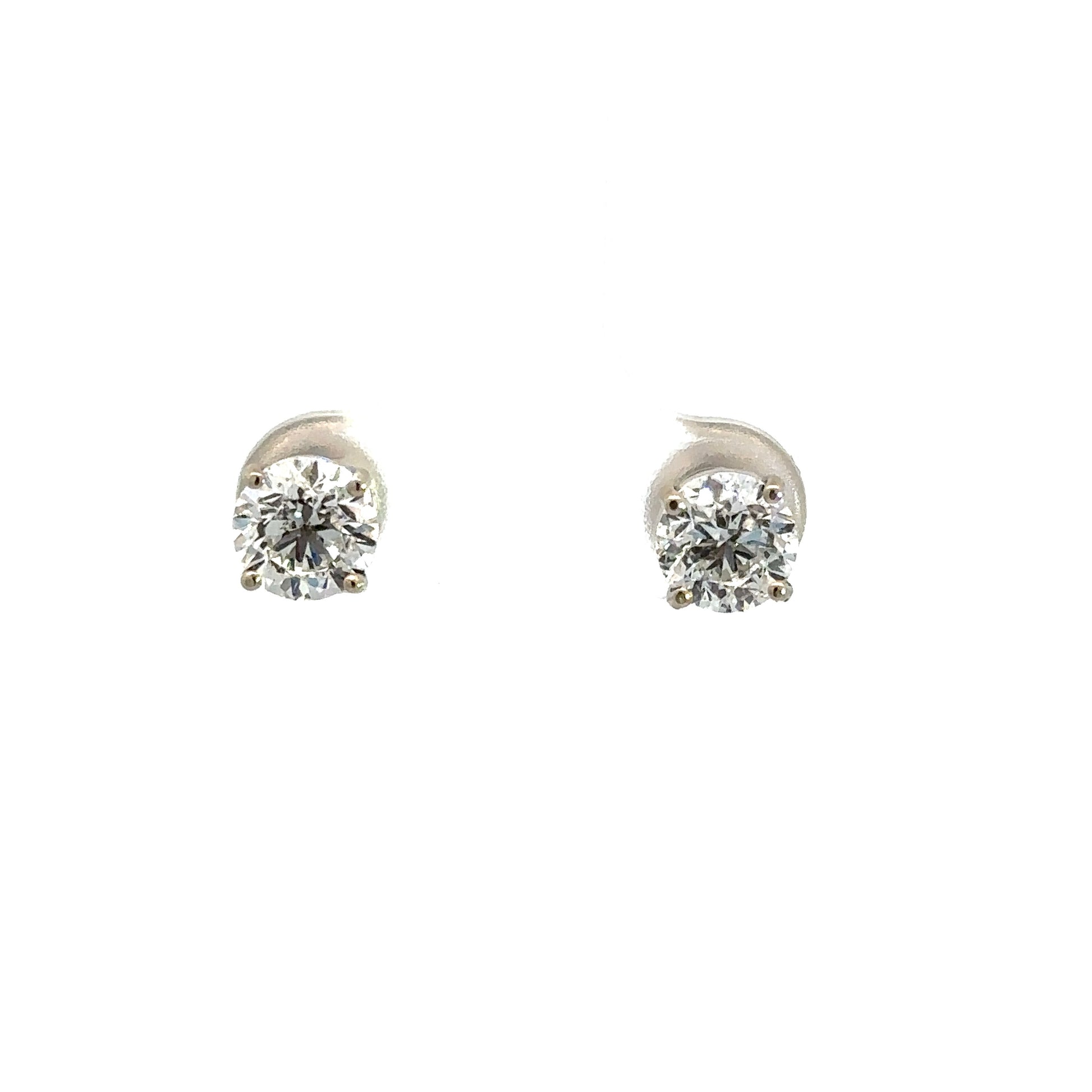 1 Carat Round diamond stud earrings without diamond drops