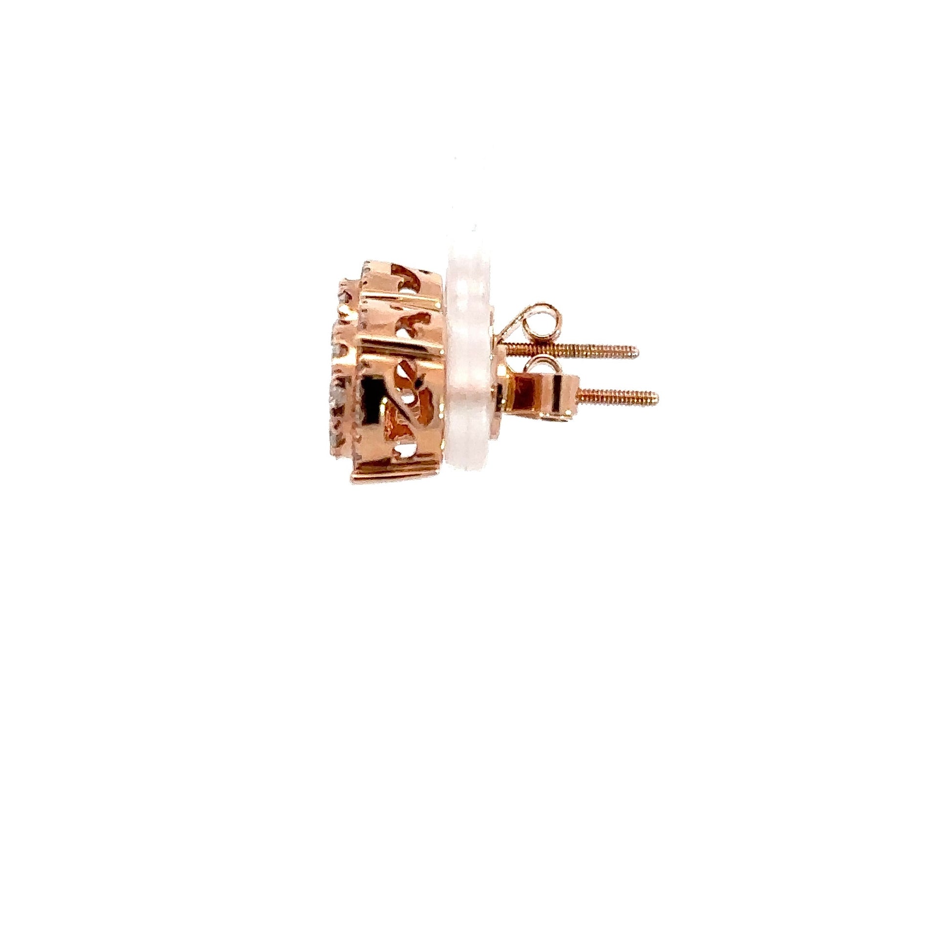 side of rose gold earrings with screwbacks