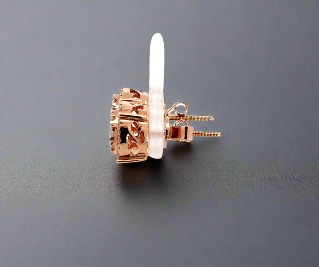 side of rose gold earrings with screwbacks