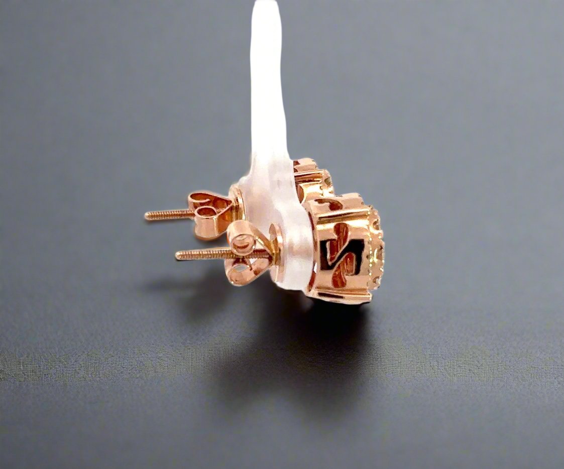 side of rose gold earrings with screwbacks
