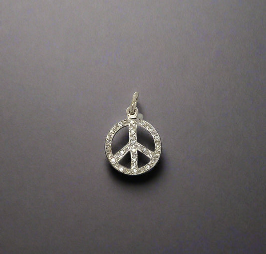 Front of diamond peace sign pendant