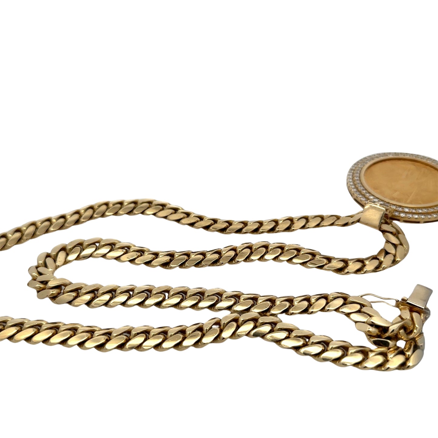 cuban link chain and coin pendant 
