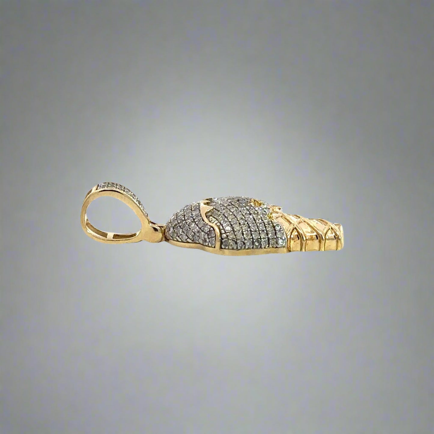 side of ice cream cone with small round diamonds and round bail