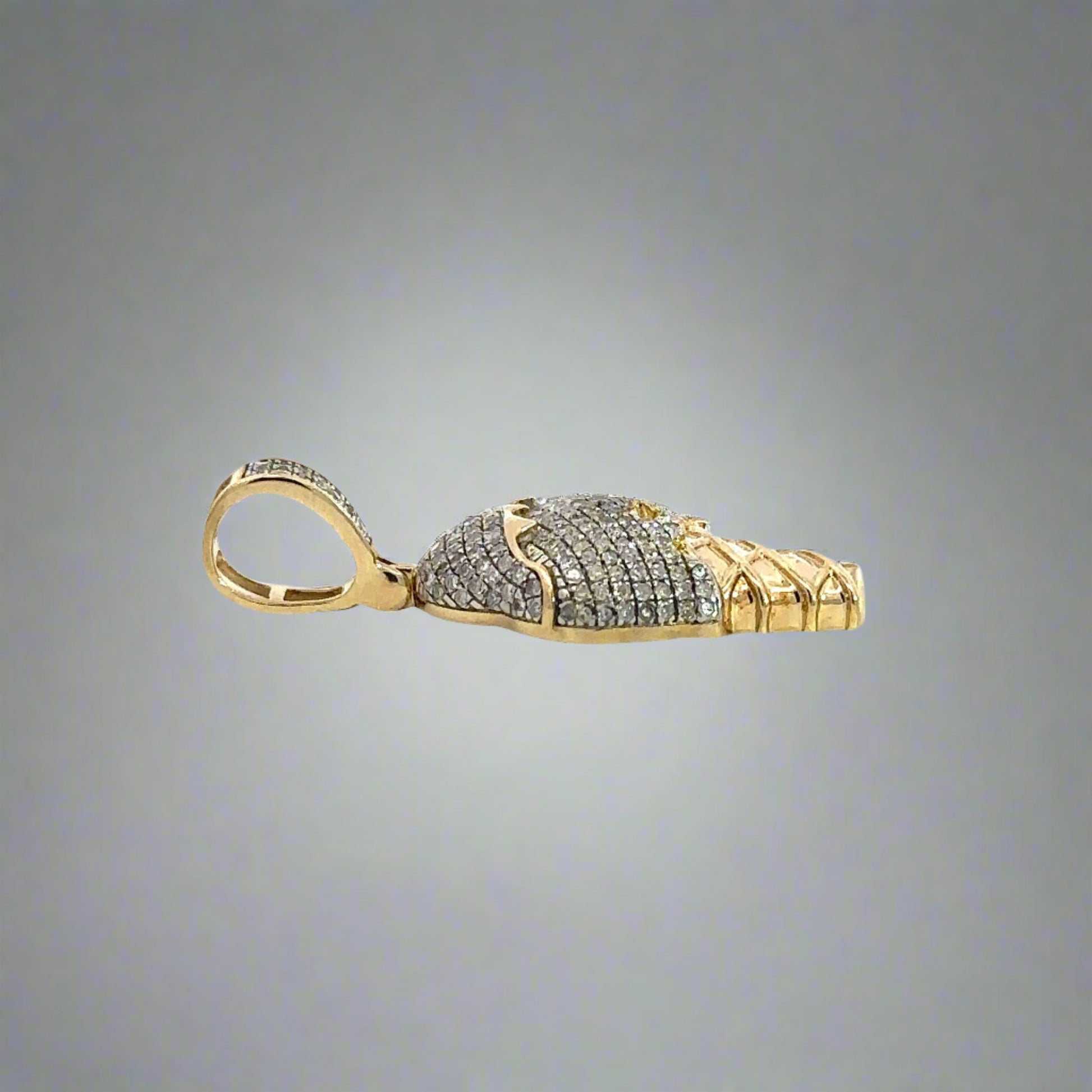 side of ice cream cone with small round diamonds and round bail