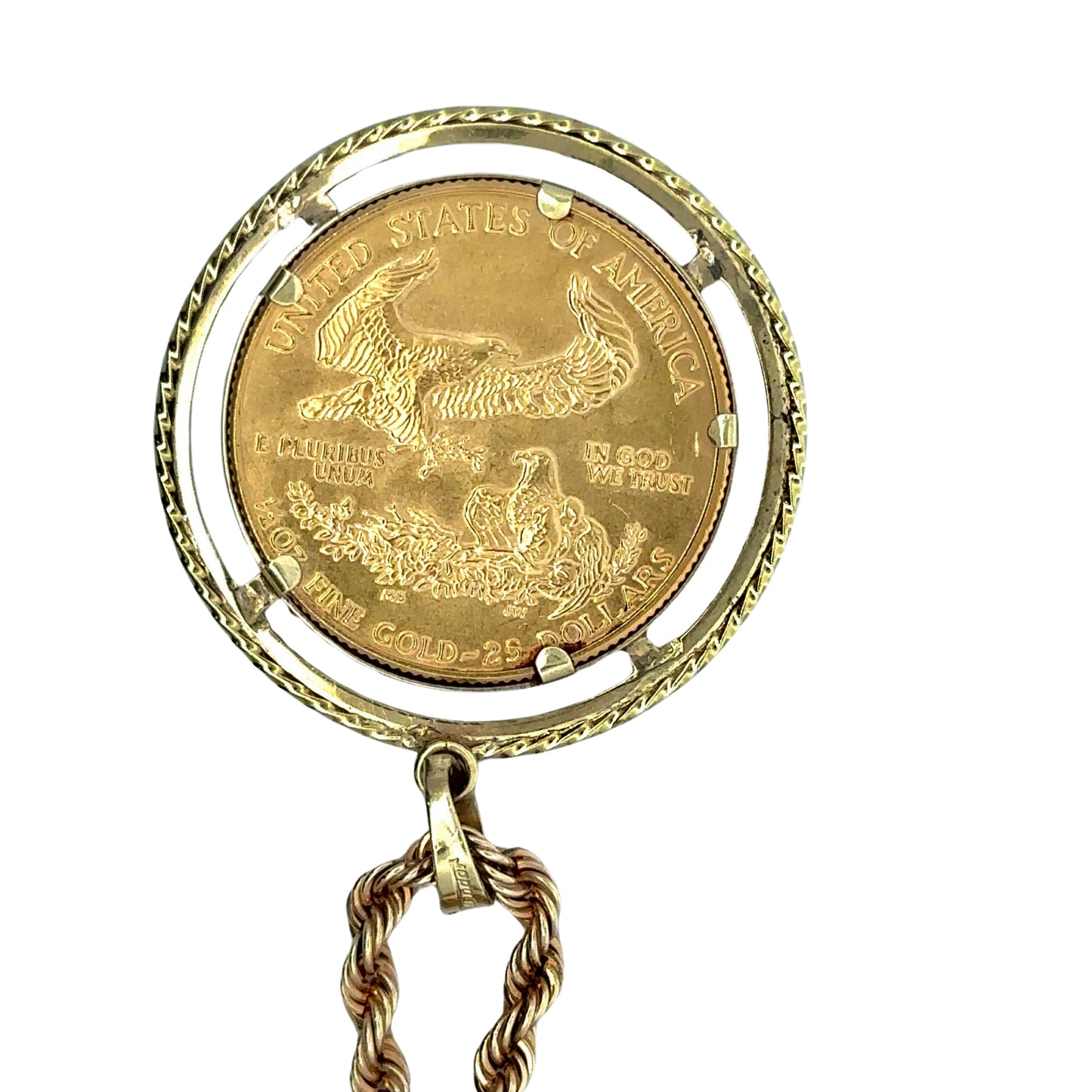 back of coin pendant showing it right side up.