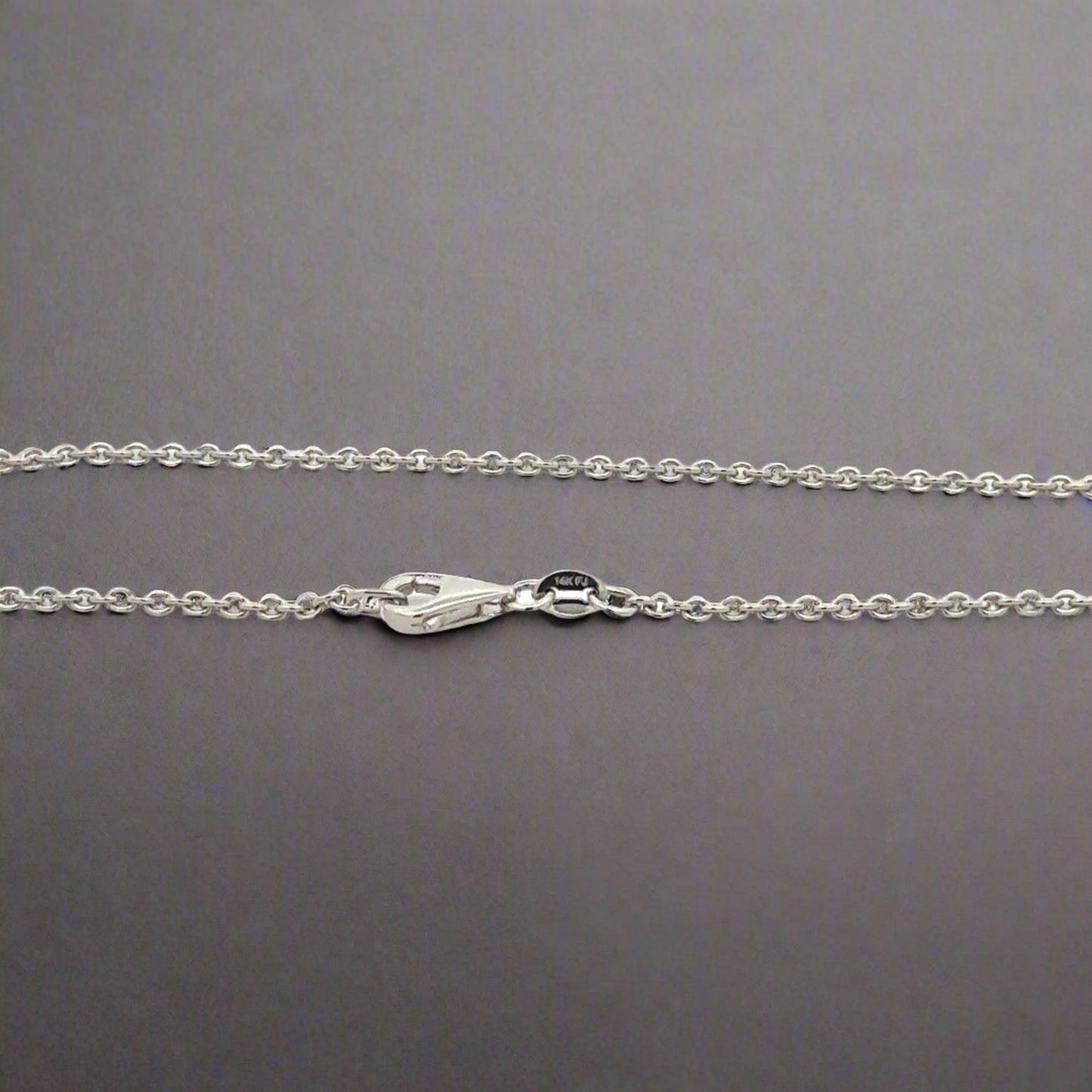 lobster clasp with 14K stamp and close up of link chain