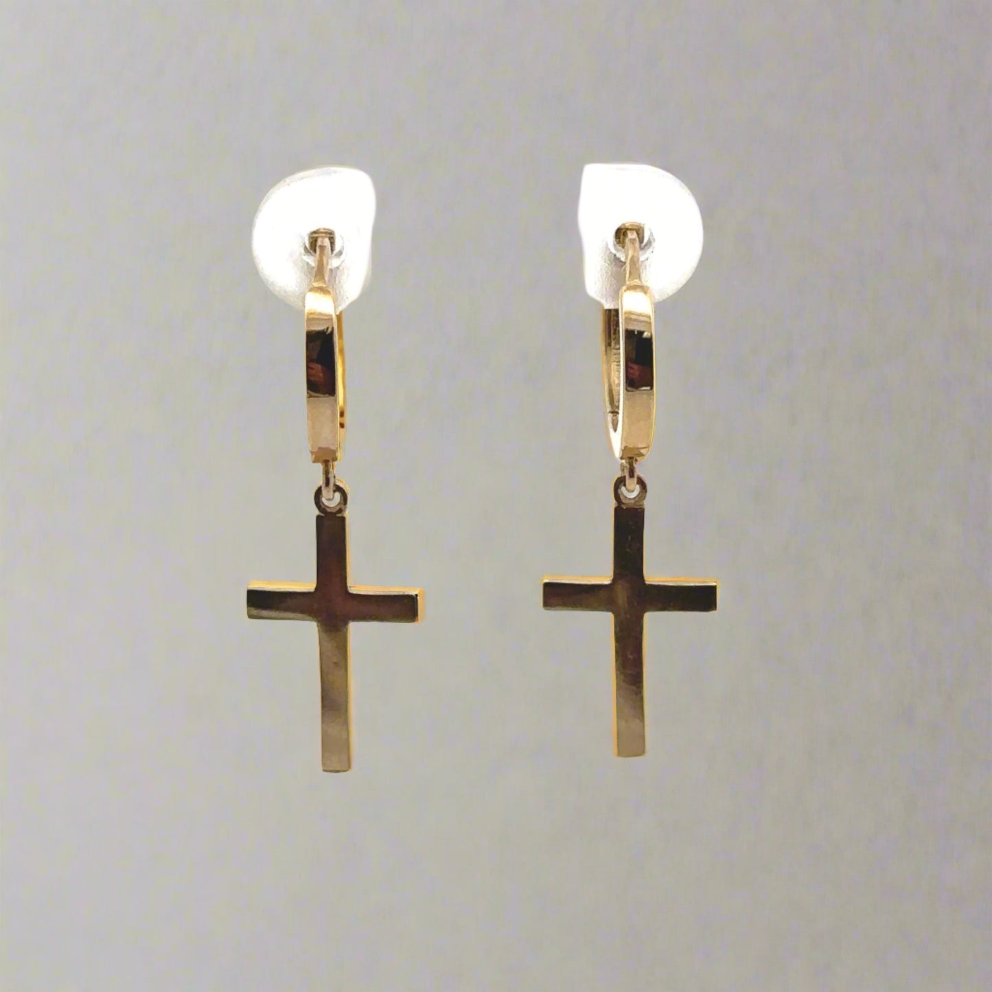 Front of dangle cross hoops