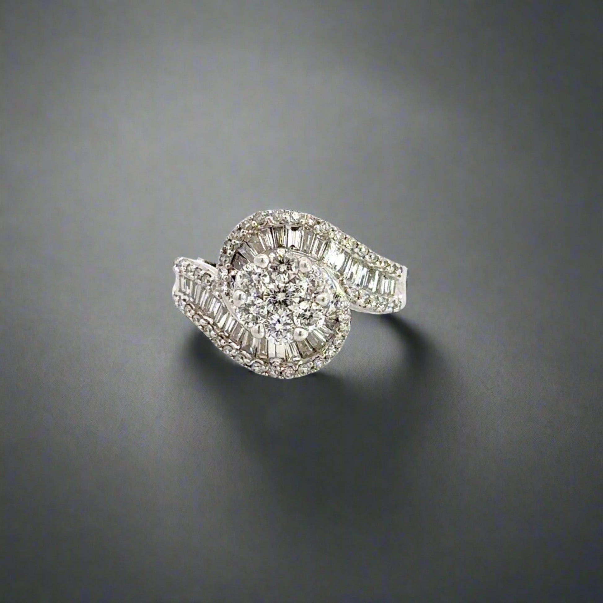 Front of white gold diamond ring