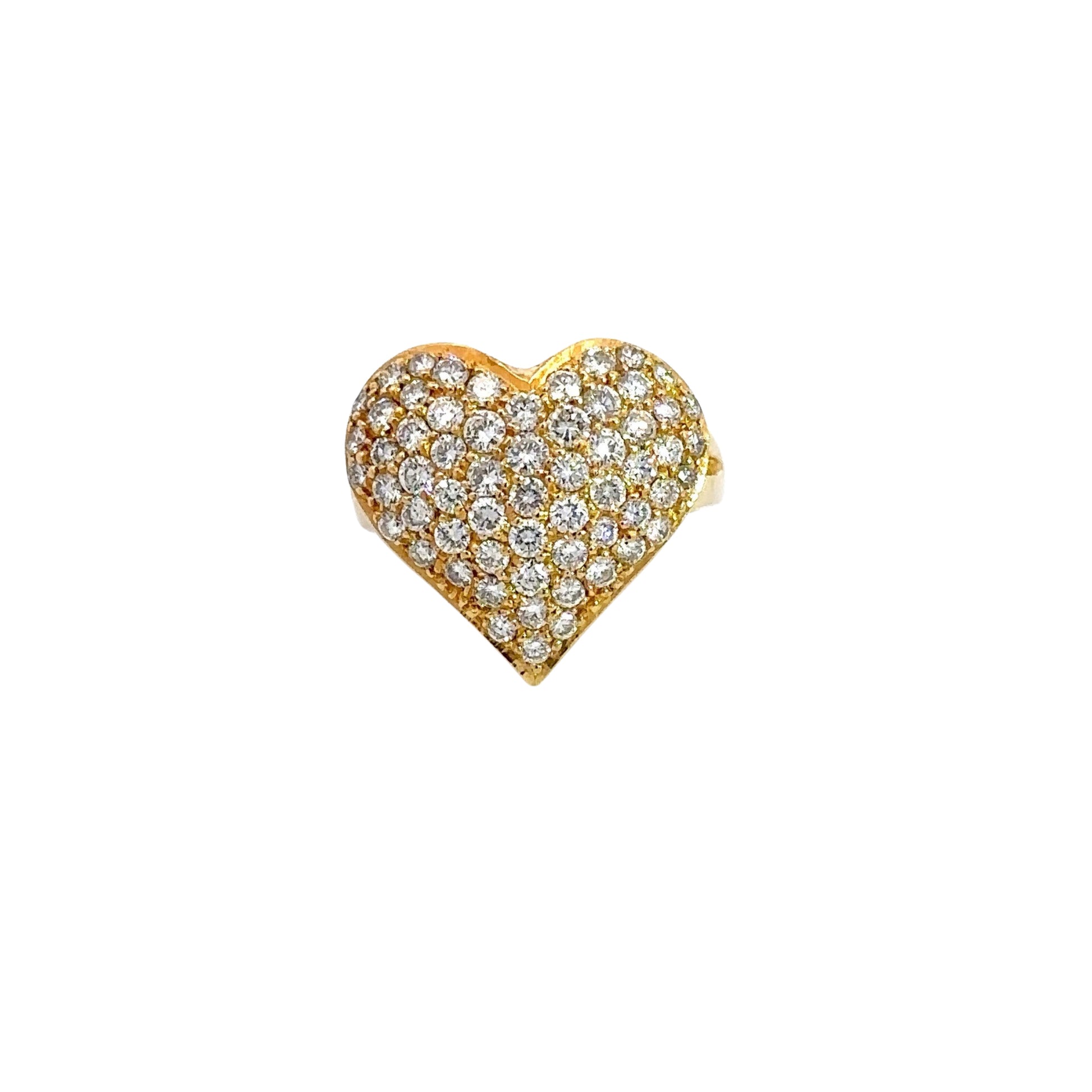 front of diamond heart ring in yellow gold