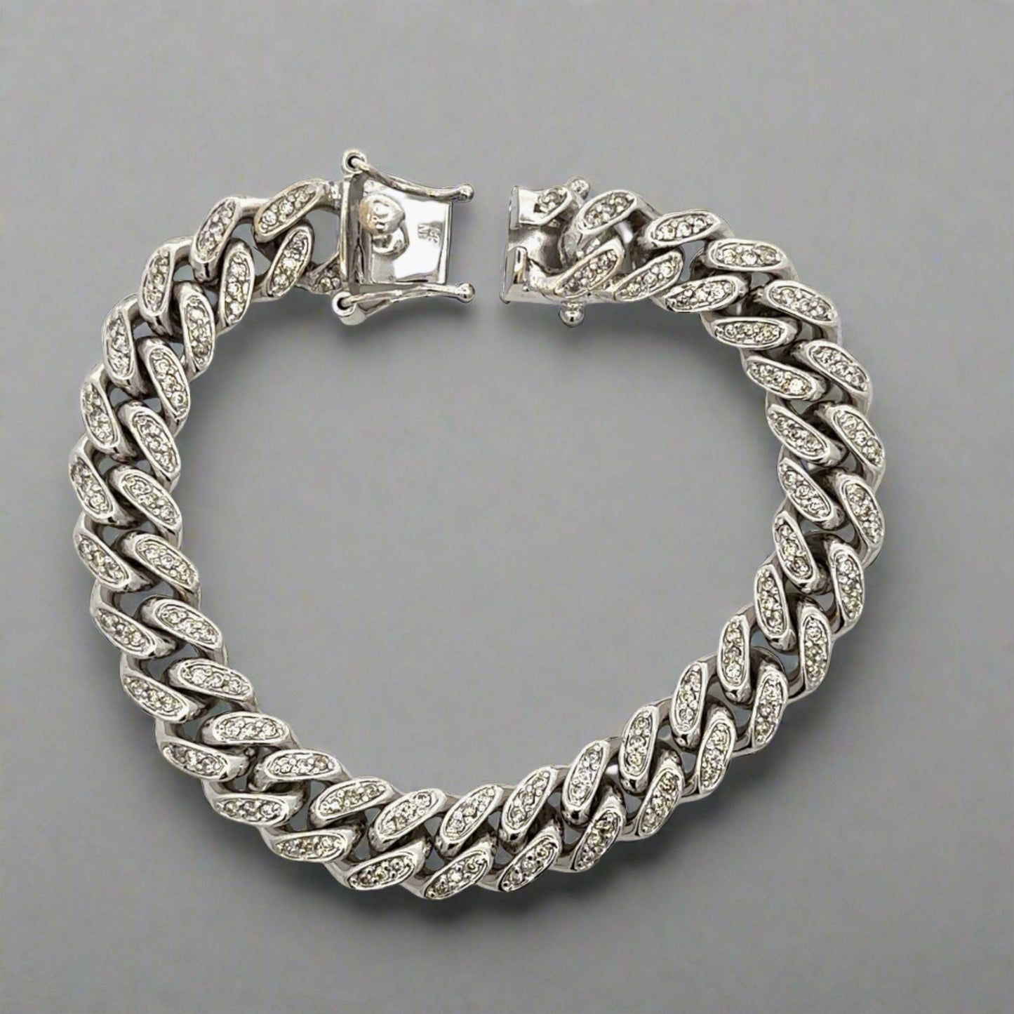 Diamond bracelet open to show clasp