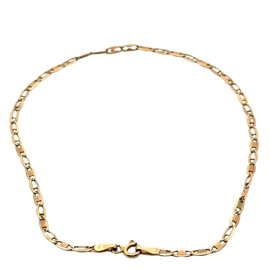 Yellow, white, rose gold link anklet