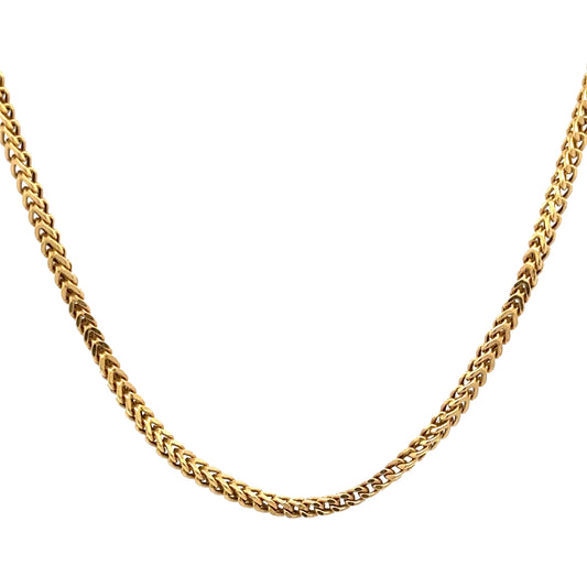 Hanging yellow gold square franco chain