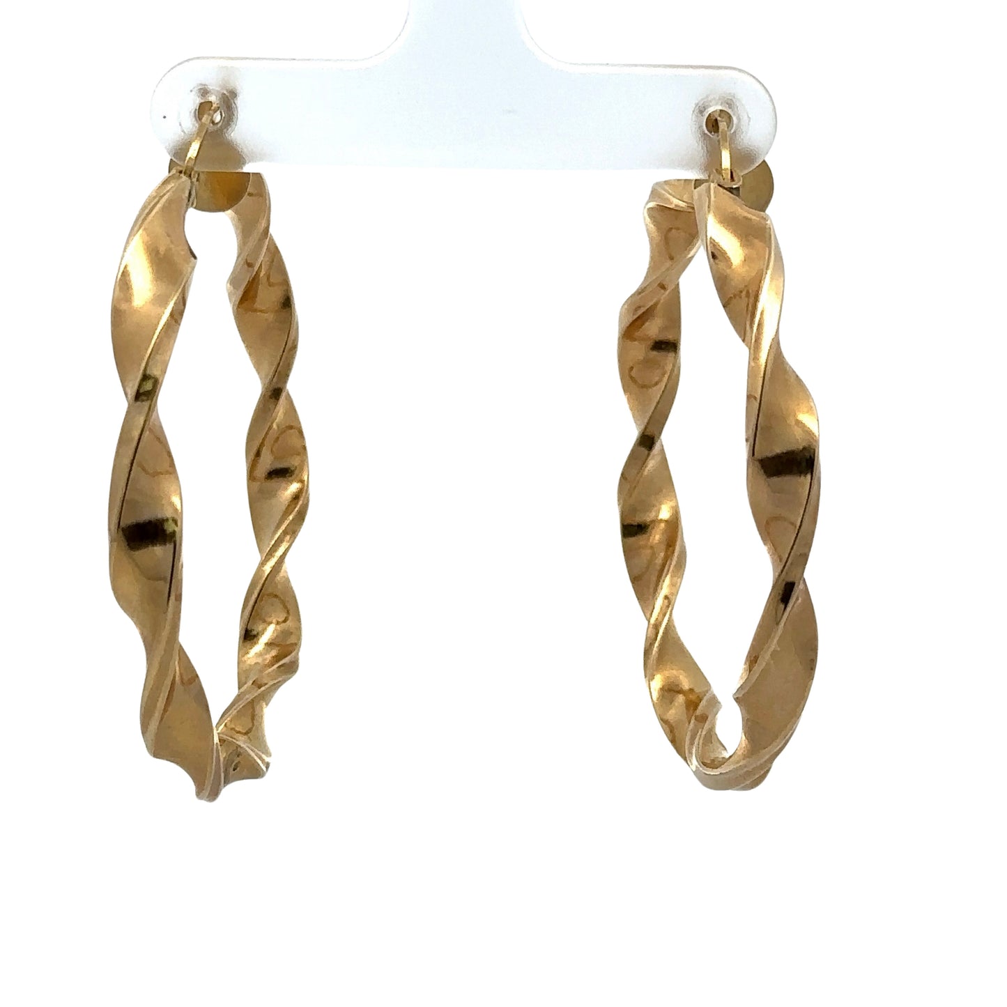 back of yellow gold twist hoops