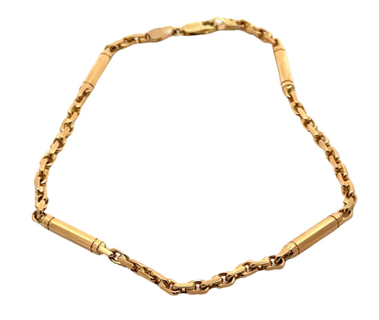 yellow gold bar link anklet with link styel anklet and gold bar detailing