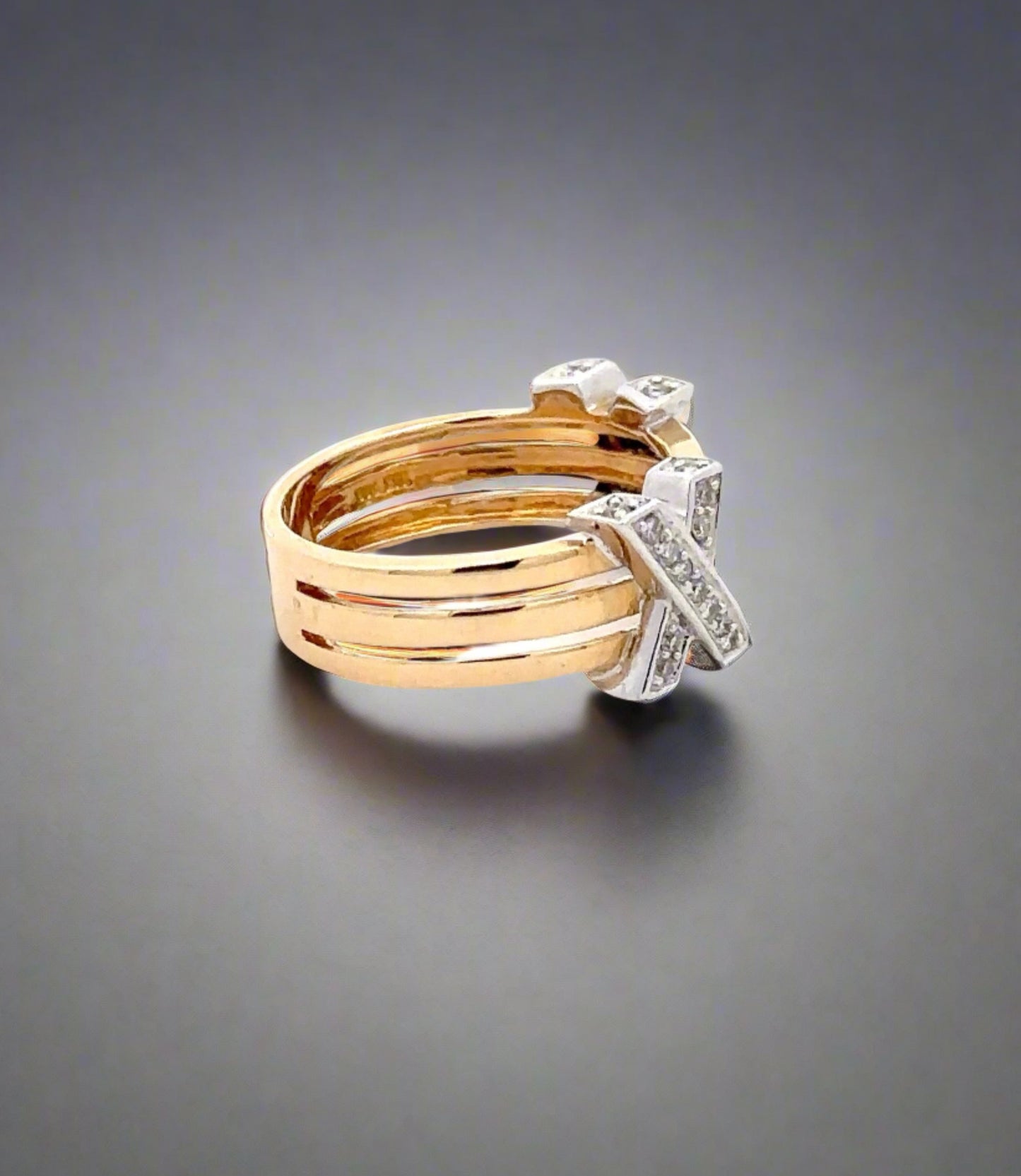 Side of ring with some scratches on yellow gold