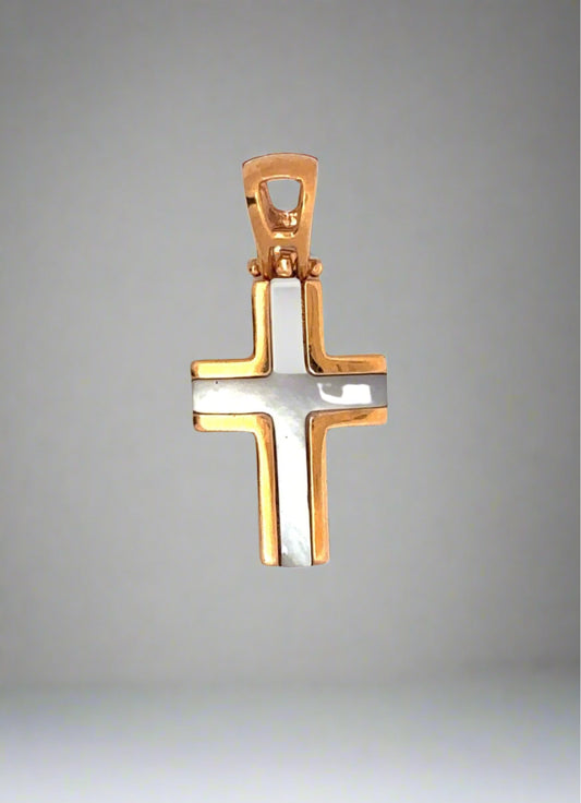 Rose Gold cross pendant with white chrome embellishment