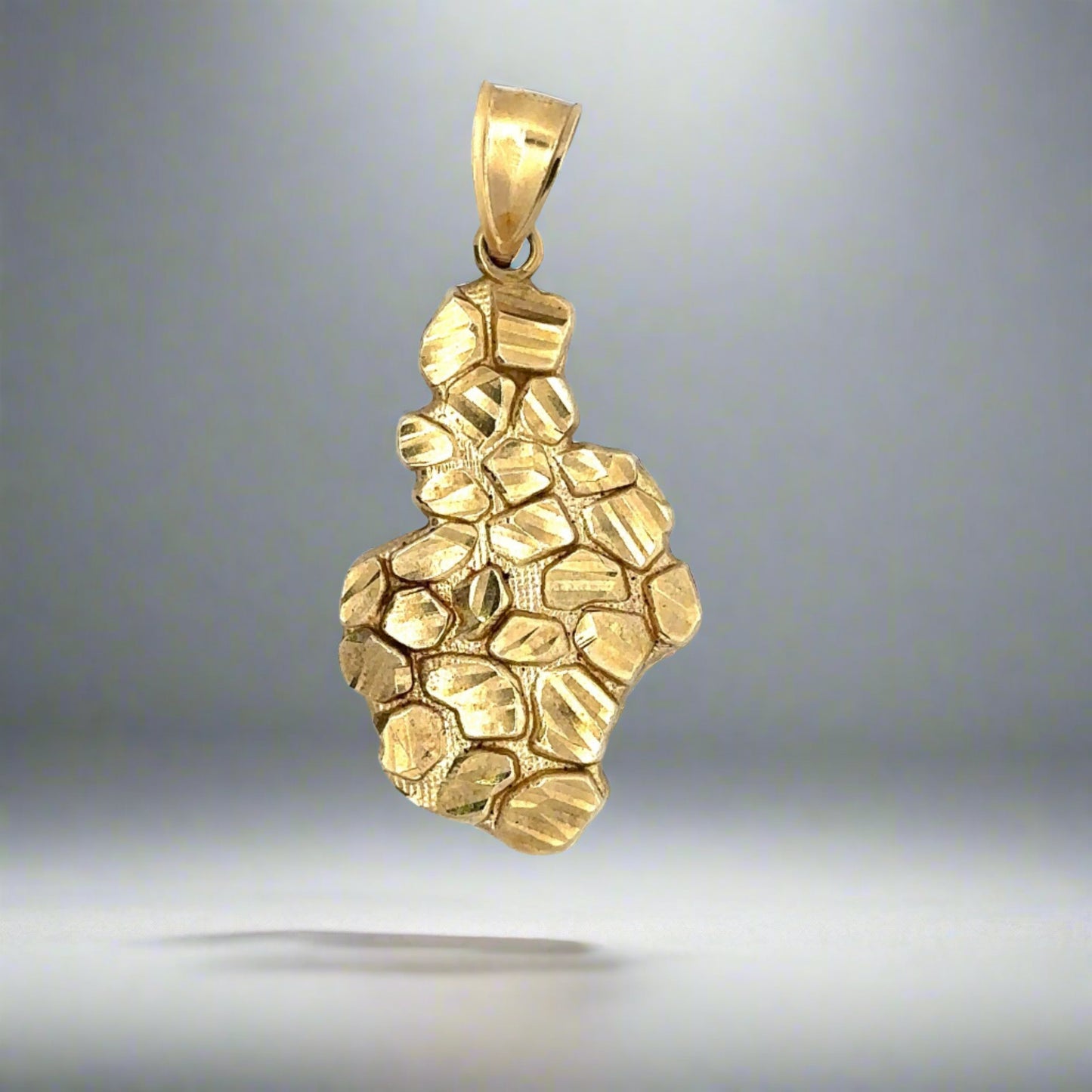 Front of yellow gold nugget pendant