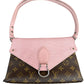 Front of handbag with brown monogram and pink epi leather and silver hardware