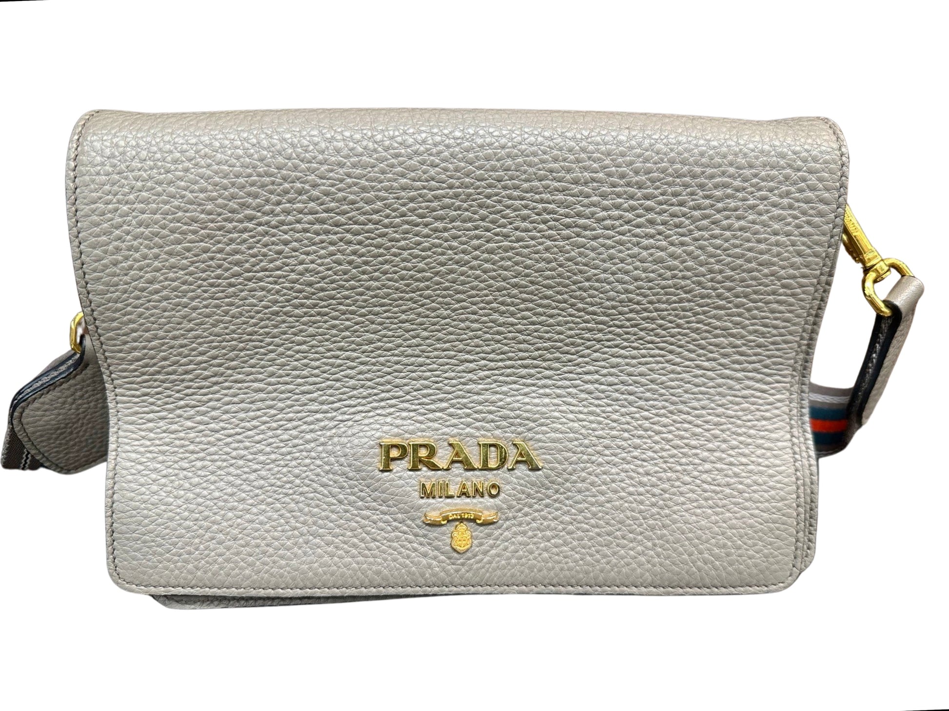 Front of Prada with shoulder strap behind it